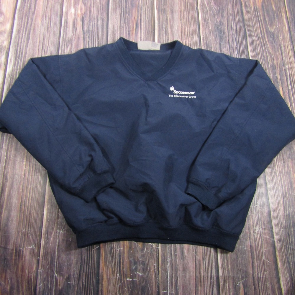 Most Wanted Windbreaker Pullover Mens XL Navy Blue Spacesaver Corporate V-Neck
